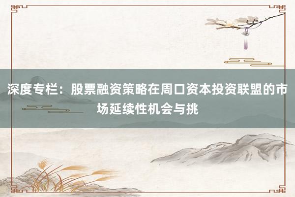 深度专栏：股票融资策略在周口资本投资联盟的市场延续性机会与挑