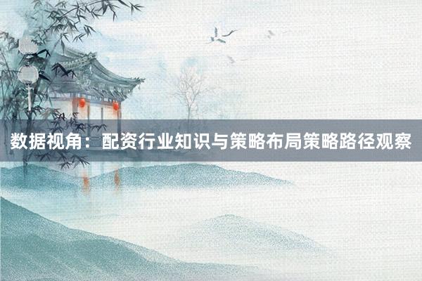 数据视角：配资行业知识与策略布局策略路径观察
