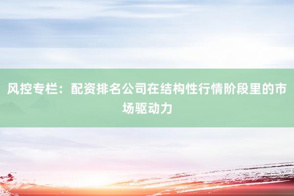 风控专栏：配资排名公司在结构性行情阶段里的市场驱动力