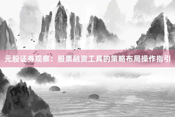 元股证券观察：股票融资工具的策略布局操作指引