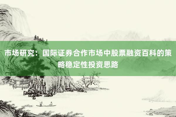 市场研究：国际证券合作市场中股票融资百科的策略稳定性投资思路