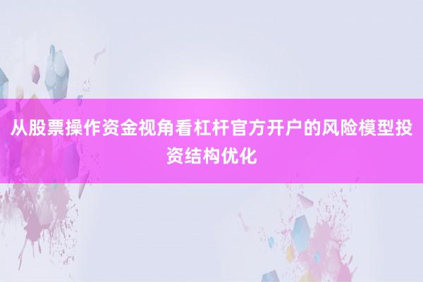 从股票操作资金视角看杠杆官方开户的风险模型投资结构优化