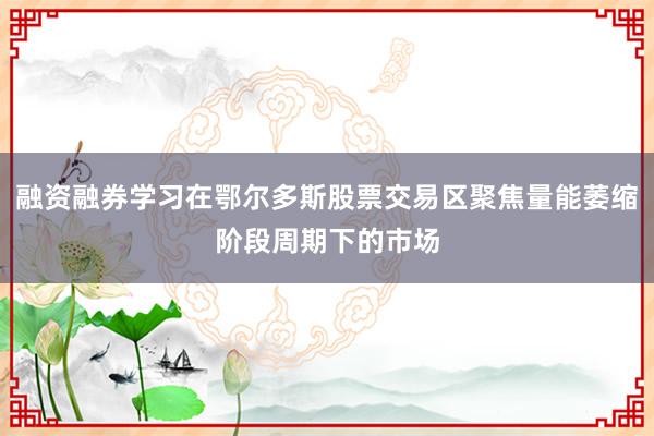 融资融券学习在鄂尔多斯股票交易区聚焦量能萎缩阶段周期下的市场