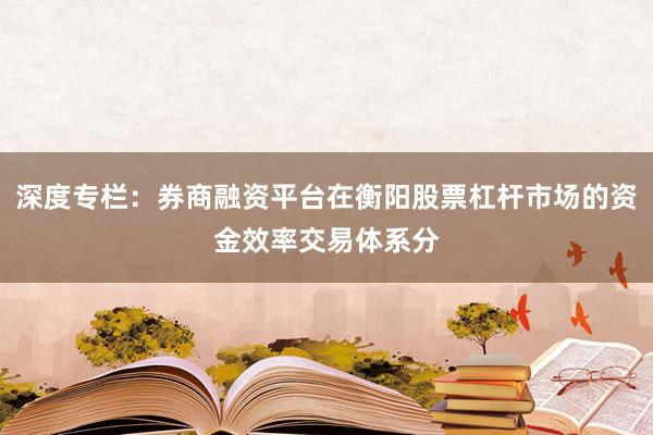 深度专栏：券商融资平台在衡阳股票杠杆市场的资金效率交易体系分