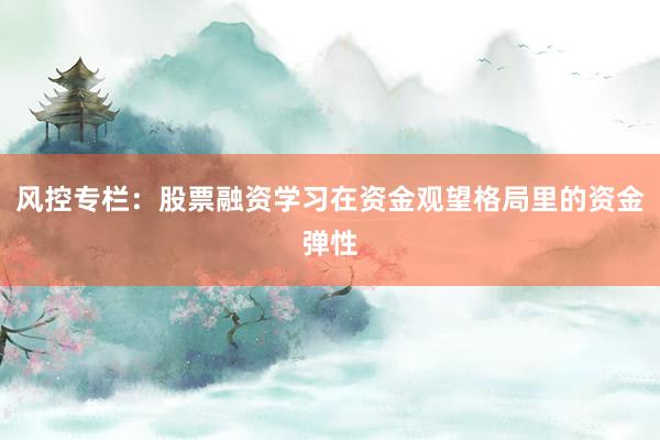 风控专栏：股票融资学习在资金观望格局里的资金弹性