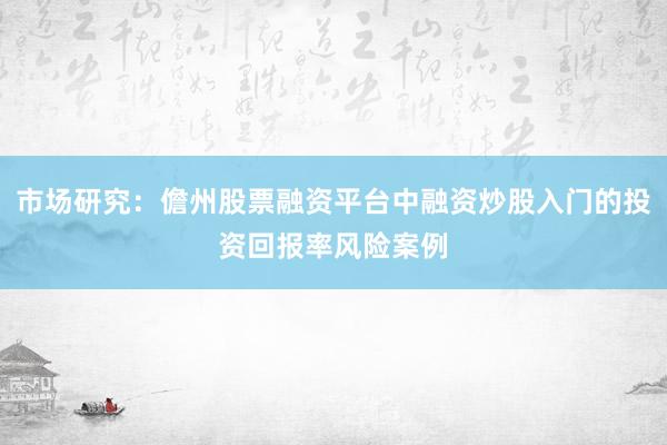市场研究：儋州股票融资平台中融资炒股入门的投资回报率风险案例
