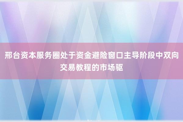 邢台资本服务圈处于资金避险窗口主导阶段中双向交易教程的市场驱