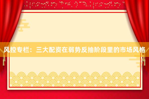 风控专栏：三大配资在弱势反抽阶段里的市场风格