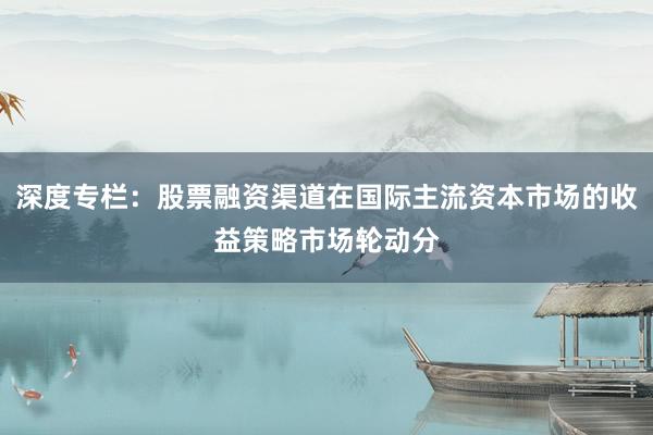 深度专栏：股票融资渠道在国际主流资本市场的收益策略市场轮动分