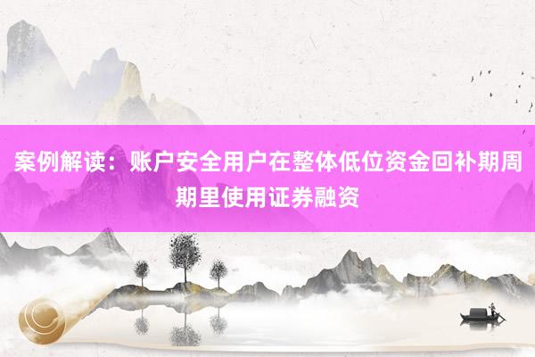 案例解读：账户安全用户在整体低位资金回补期周期里使用证券融资