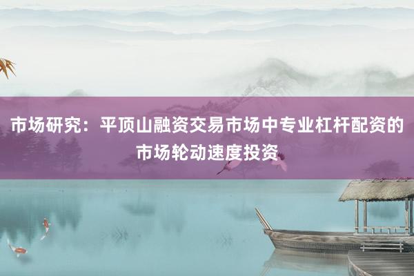 市场研究：平顶山融资交易市场中专业杠杆配资的市场轮动速度投资