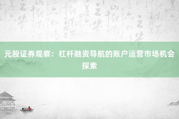 元股证券观察：杠杆融资导航的账户运营市场机会探索