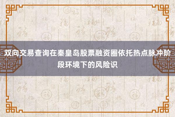 双向交易查询在秦皇岛股票融资圈依托热点脉冲阶段环境下的风险识
