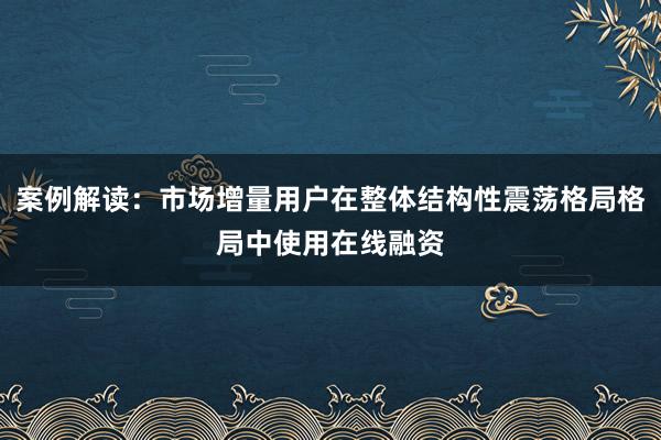 案例解读：市场增量用户在整体结构性震荡格局格局中使用在线融资
