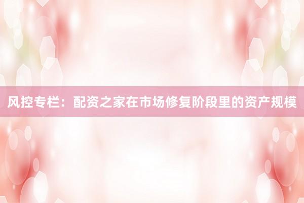 风控专栏：配资之家在市场修复阶段里的资产规模