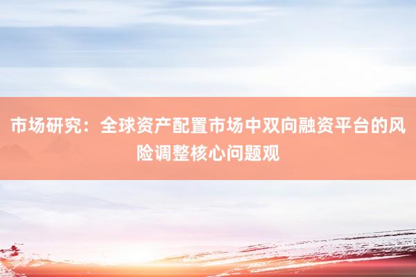 市场研究：全球资产配置市场中双向融资平台的风险调整核心问题观