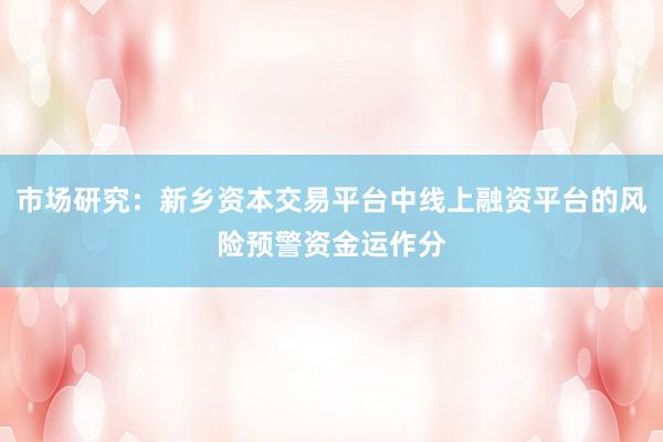 市场研究：新乡资本交易平台中线上融资平台的风险预警资金运作分