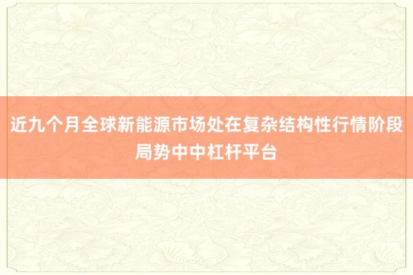 近九个月全球新能源市场处在复杂结构性行情阶段局势中中杠杆平台