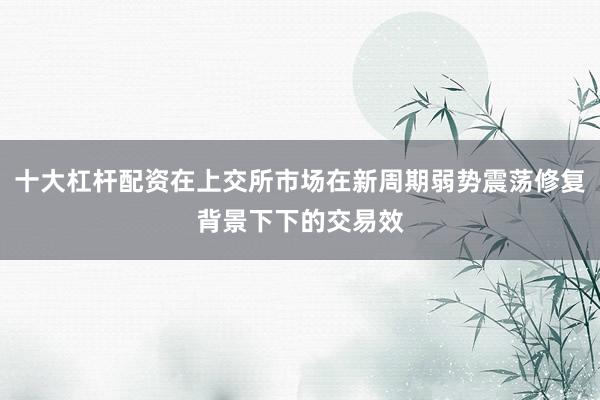 十大杠杆配资在上交所市场在新周期弱势震荡修复背景下下的交易效