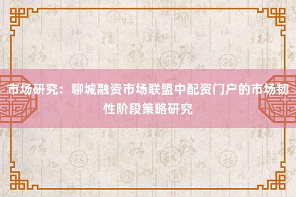 市场研究：聊城融资市场联盟中配资门户的市场韧性阶段策略研究