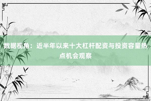 数据视角：近半年以来十大杠杆配资与投资容量热点机会观察