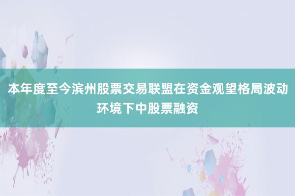 本年度至今滨州股票交易联盟在资金观望格局波动环境下中股票融资