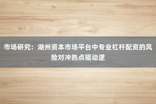 市场研究：湖州资本市场平台中专业杠杆配资的风险对冲热点驱动逻