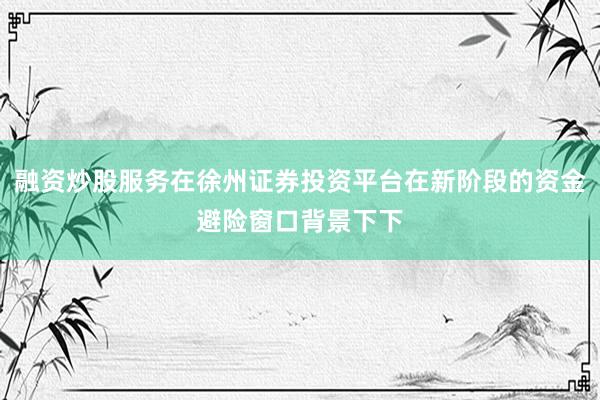 融资炒股服务在徐州证券投资平台在新阶段的资金避险窗口背景下下