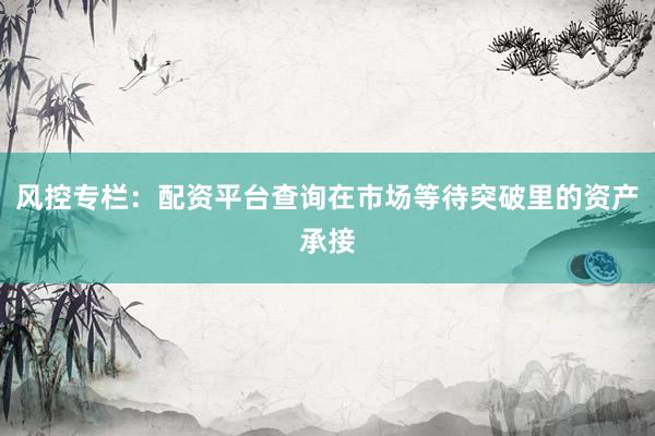 风控专栏：配资平台查询在市场等待突破里的资产承接
