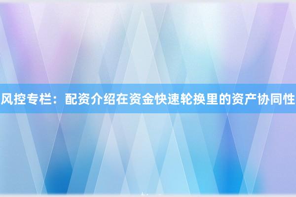 风控专栏：配资介绍在资金快速轮换里的资产协同性