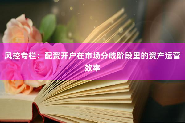风控专栏：配资开户在市场分歧阶段里的资产运营效率
