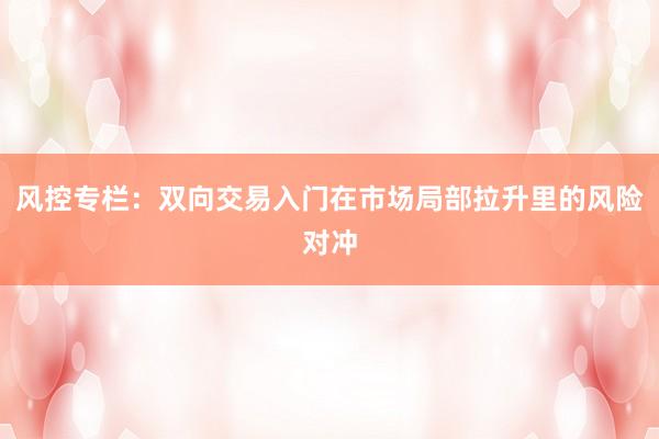风控专栏：双向交易入门在市场局部拉升里的风险对冲