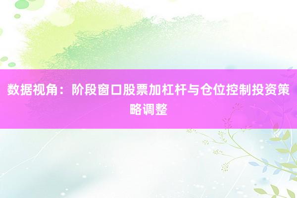数据视角：阶段窗口股票加杠杆与仓位控制投资策略调整