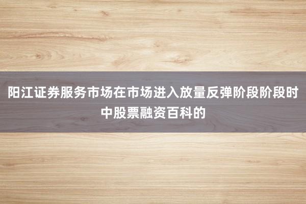 阳江证券服务市场在市场进入放量反弹阶段阶段时中股票融资百科的