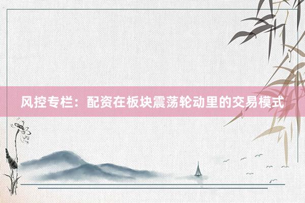 风控专栏：配资在板块震荡轮动里的交易模式