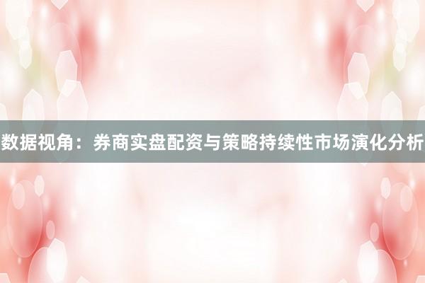 数据视角：券商实盘配资与策略持续性市场演化分析