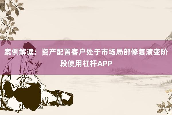 案例解读：资产配置客户处于市场局部修复演变阶段使用杠杆APP