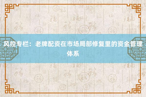 风控专栏：老牌配资在市场局部修复里的资金管理体系