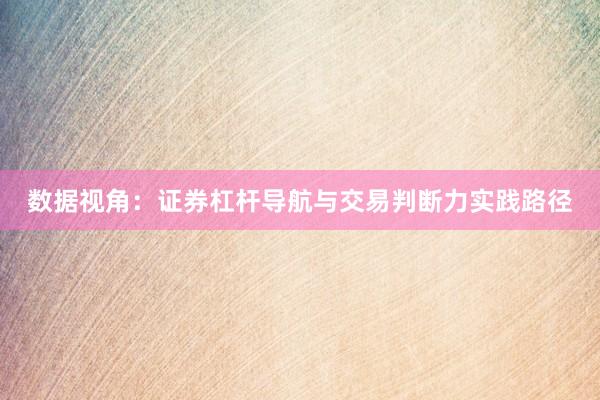 数据视角：证券杠杆导航与交易判断力实践路径
