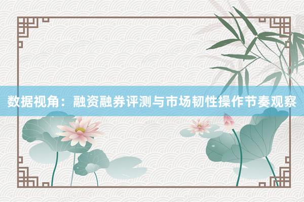 数据视角：融资融券评测与市场韧性操作节奏观察