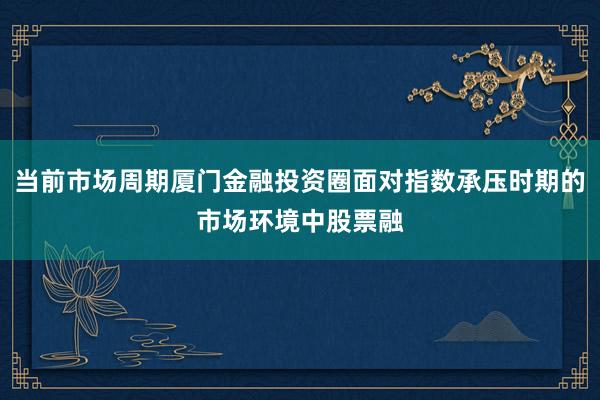 当前市场周期厦门金融投资圈面对指数承压时期的市场环境中股票融