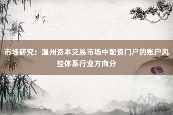 市场研究：温州资本交易市场中配资门户的账户风控体系行业方向分