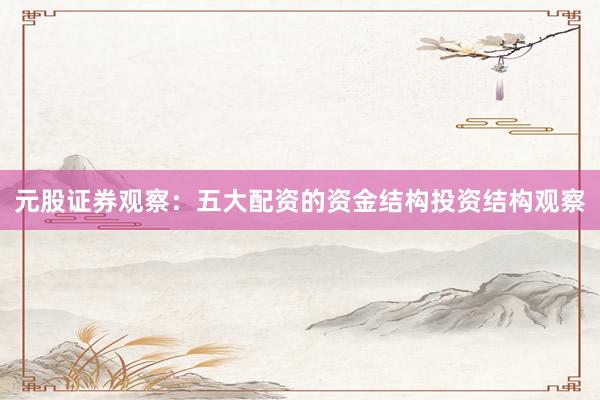 元股证券观察：五大配资的资金结构投资结构观察