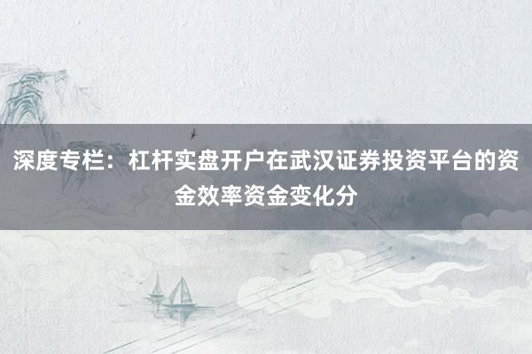 深度专栏：杠杆实盘开户在武汉证券投资平台的资金效率资金变化分