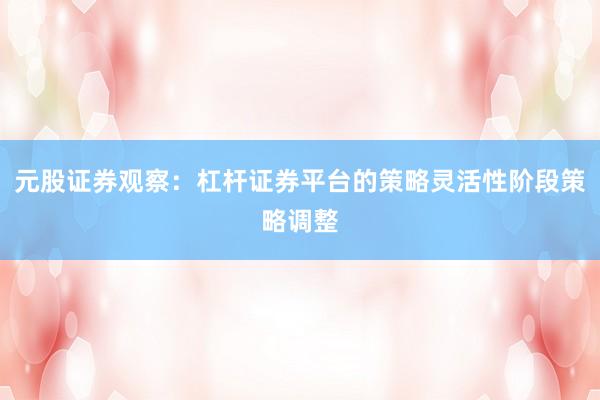 元股证券观察：杠杆证券平台的策略灵活性阶段策略调整