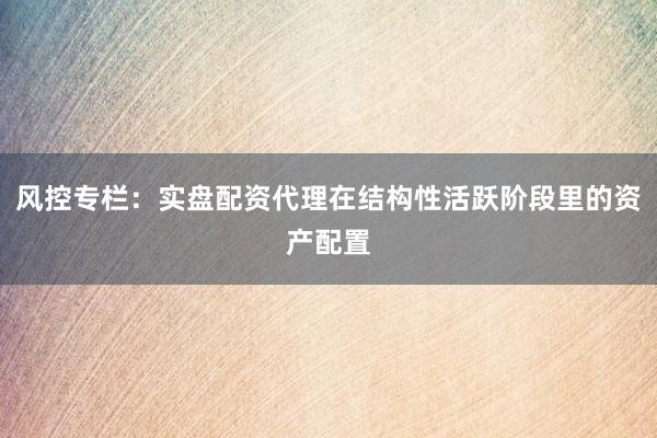 风控专栏：实盘配资代理在结构性活跃阶段里的资产配置