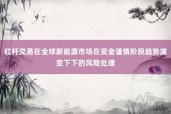 杠杆交易在全球新能源市场在资金谨慎阶段趋势演变下下的风险处理