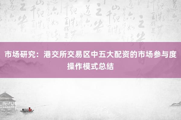 市场研究：港交所交易区中五大配资的市场参与度操作模式总结