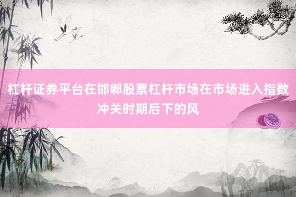 杠杆证券平台在邯郸股票杠杆市场在市场进入指数冲关时期后下的风