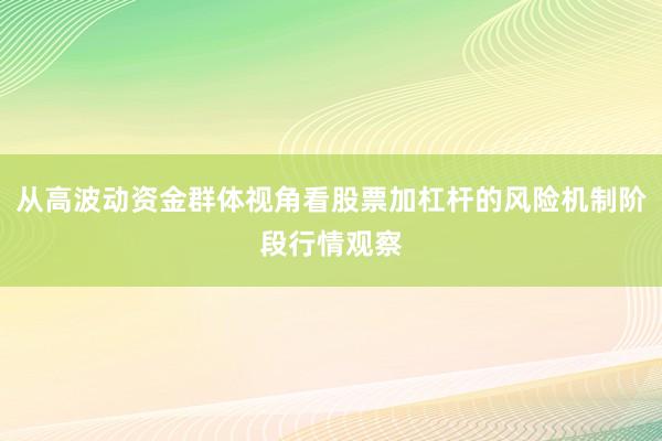 从高波动资金群体视角看股票加杠杆的风险机制阶段行情观察